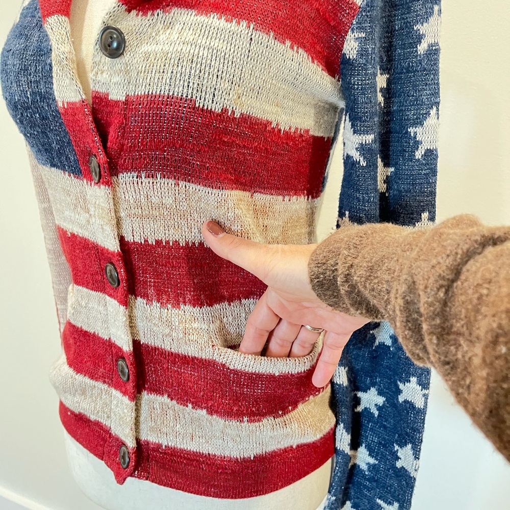 Denim & Supply by Ralph Lauren American flag print cardi sweater size Pe… - Picture 10 of 13
